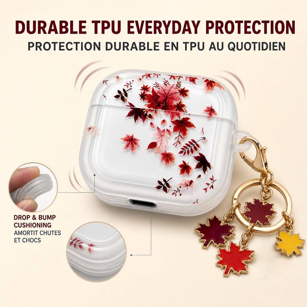 Axxlern Design AirPods 4 Case,Clear Cover with Maple Leaf Charm