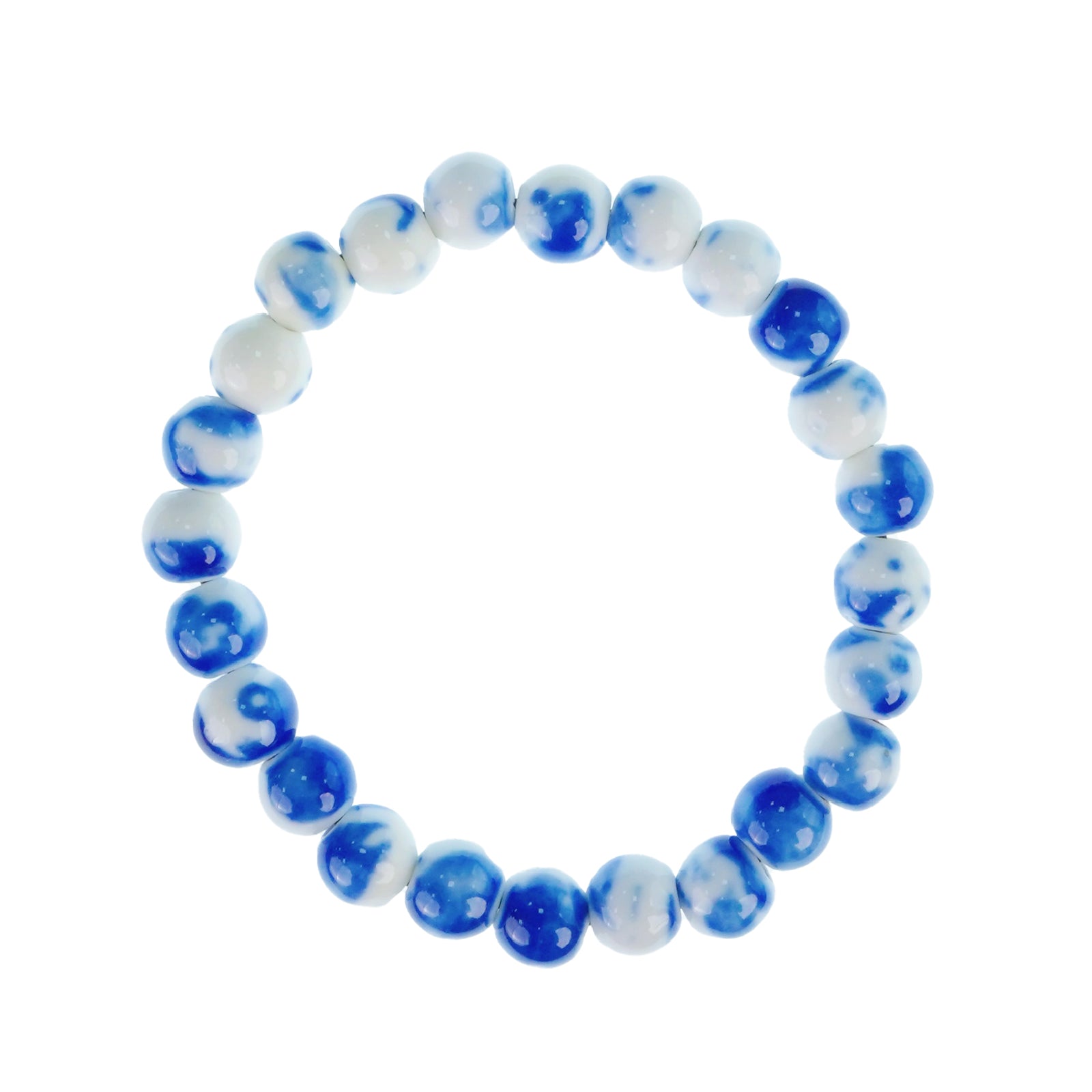 Bracelet for Women Vintage Bracelet Handmade Stretch Beaded Bracelets Dainty Romantic Jewelry Gift (White Blue)