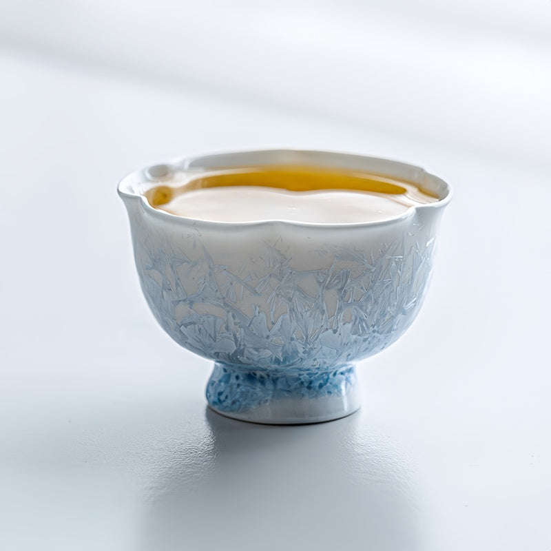 Kiln-changed crystal glaze ice crystal blue flower cup host cup tea cup single cup ceramic tea drinking cup Kung Fu tea cup