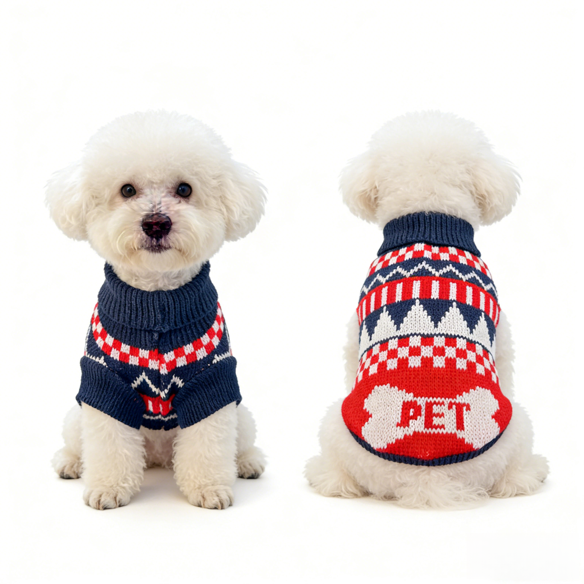 Small Dog Cold Weather Sweaters – Warm Knit Turtlenecks, Cozy Pet Pullovers Dog Clothes with Leash Hole for Chihuahua Bulldog Pug Beagles