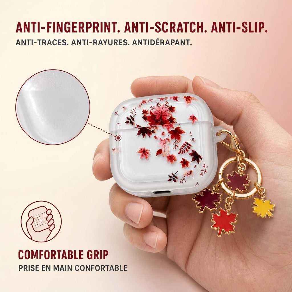 Axxlern Design AirPods 4 Case,Clear Cover with Maple Leaf Charm