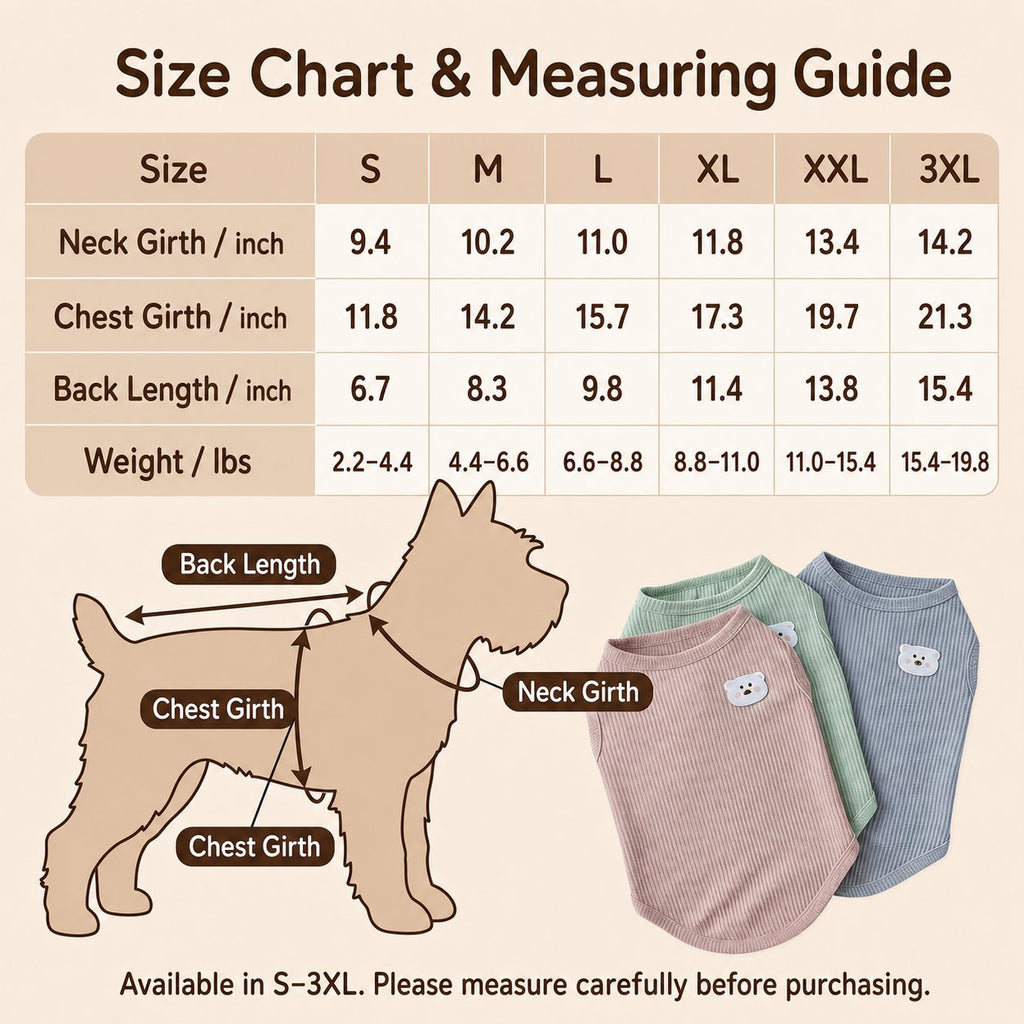 Axxlern Design 3PK Dog Shirts for Small Dogs, Cozy Tank Tops