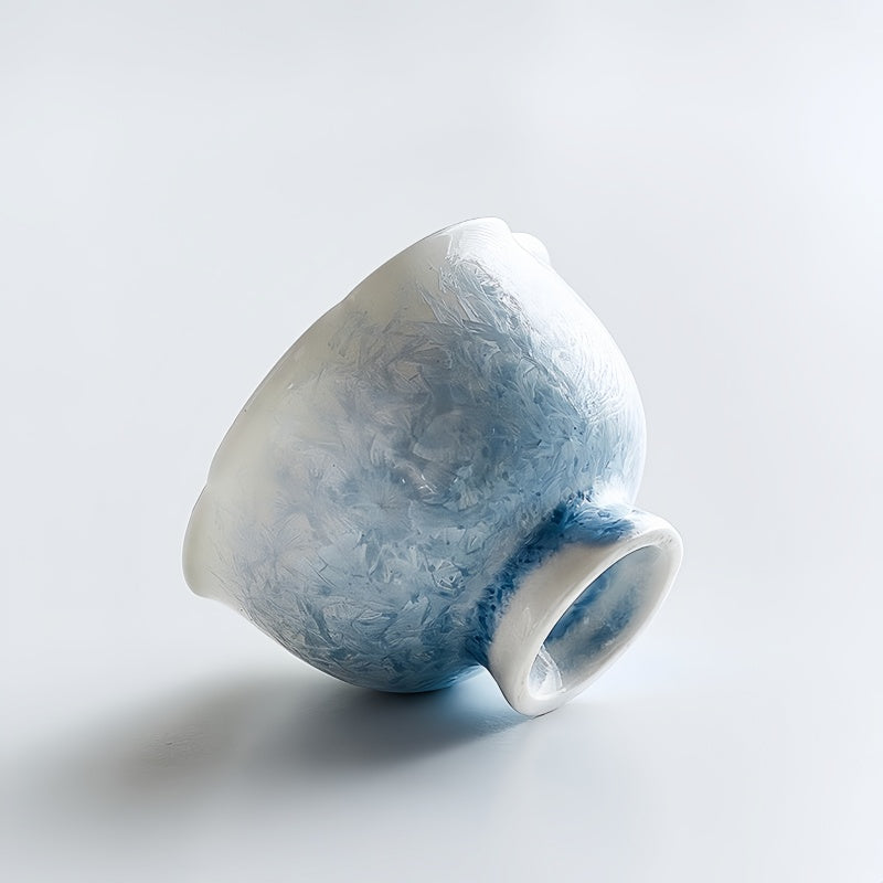 Kiln-changed crystal glaze ice crystal blue flower cup host cup tea cup single cup ceramic tea drinking cup Kung Fu tea cup