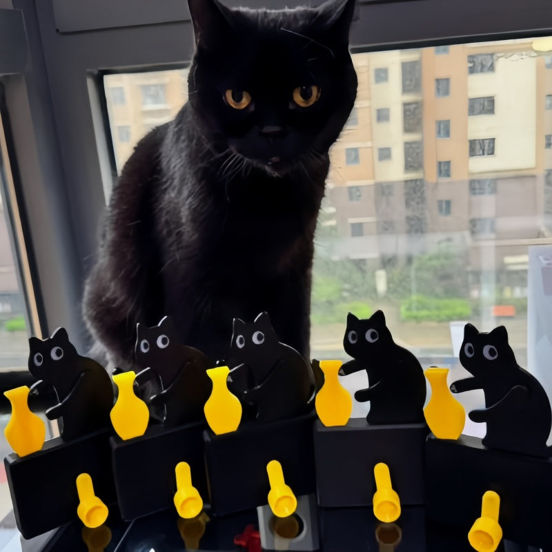 Funny Black Cat Fridge Magnets, Fridge Magnets with Swinging Vase, 3D Kitchen Fridge Decor for Cat Lovers, Novelty Office Accessories Home Kitchen Office Locker Decor