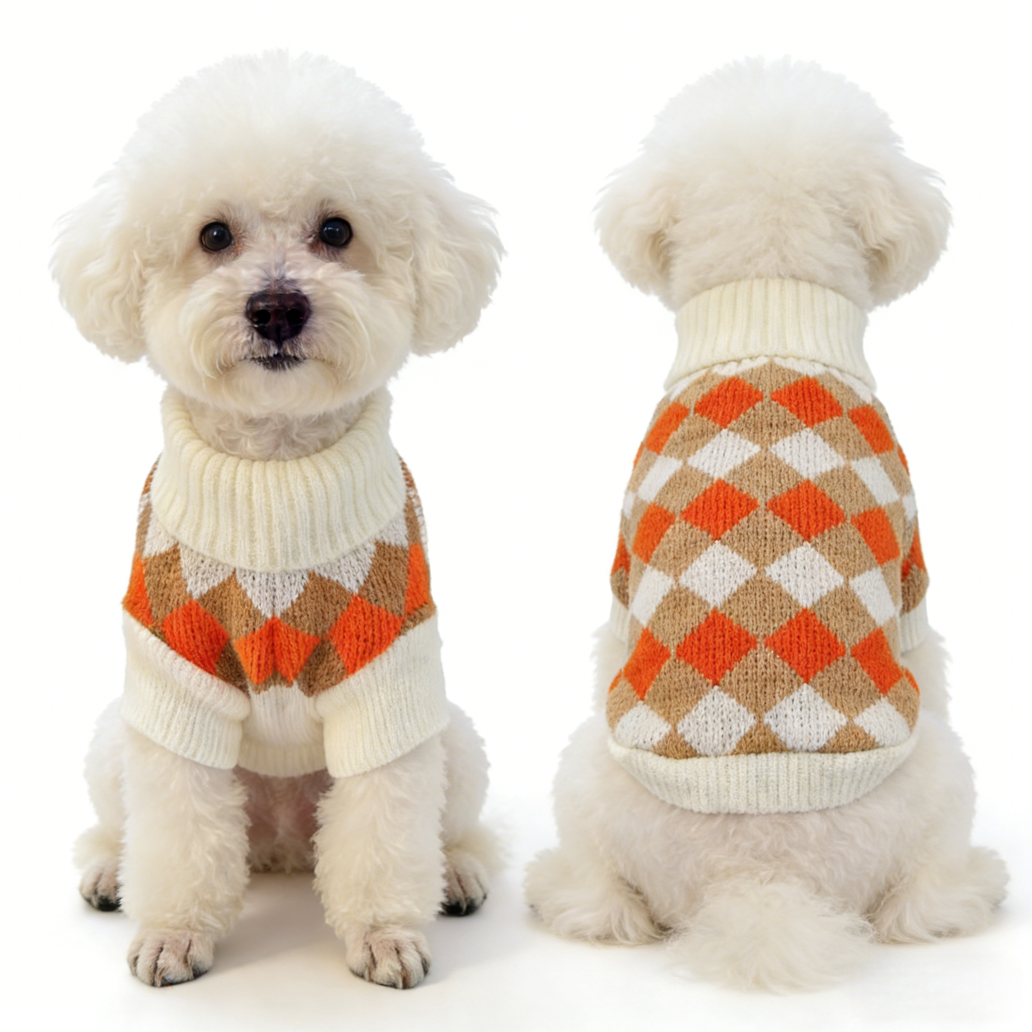 Small Dog Cold Weather Sweaters – Warm Knit Turtlenecks, Cozy Pet Pullovers Dog Clothes with Leash Hole for Chihuahua Bulldog Pug Beagles