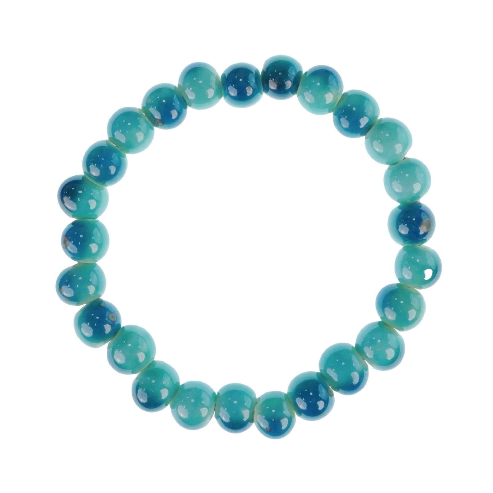 Bracelets for Women and Men Stretch Elastic Bracelet Ceramic Beaded Bracelet (Blue Green)