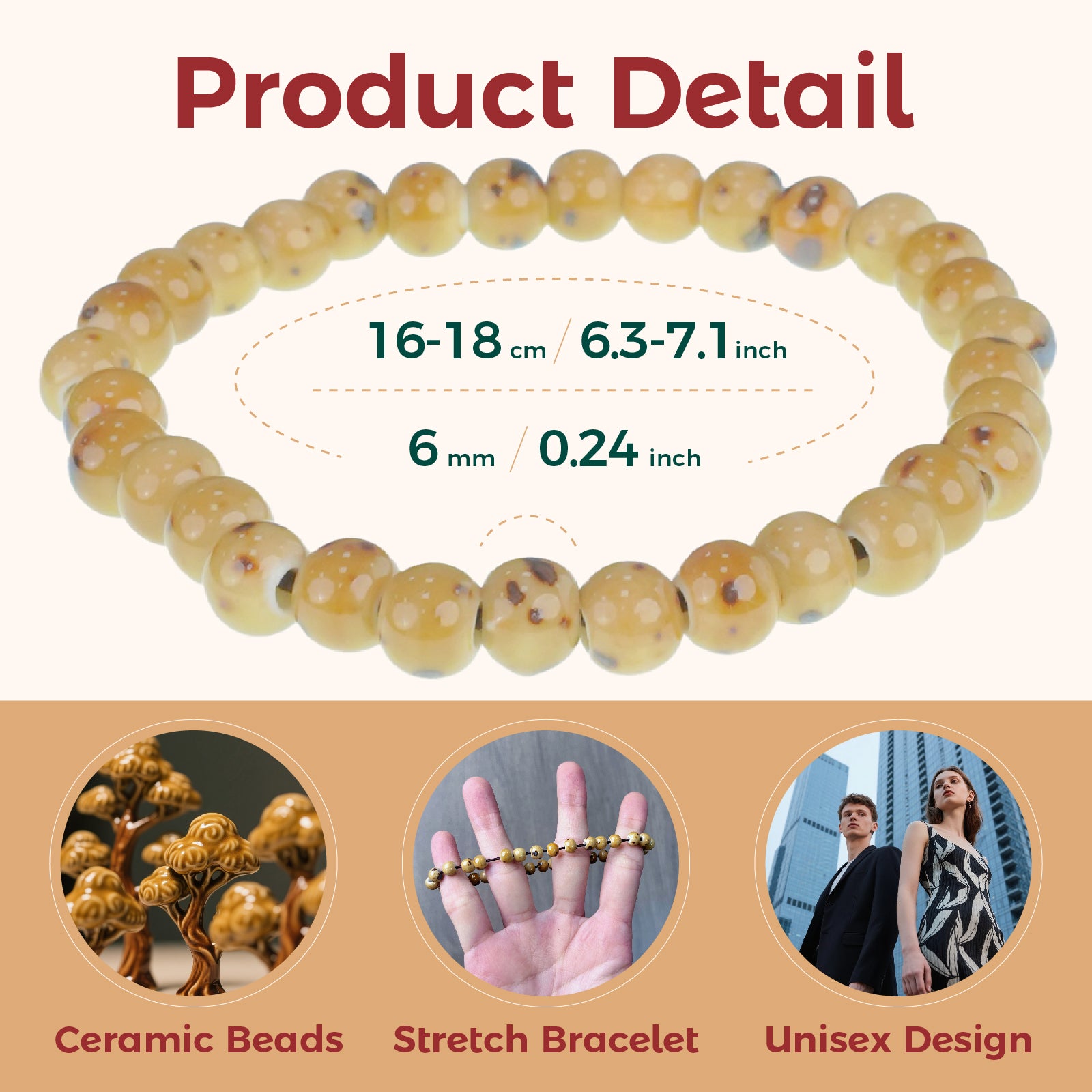 Natural Agate Beaded Bracelet for Women, Handmade Round Stone Bead Bracelet, Boho Jewelry Gift