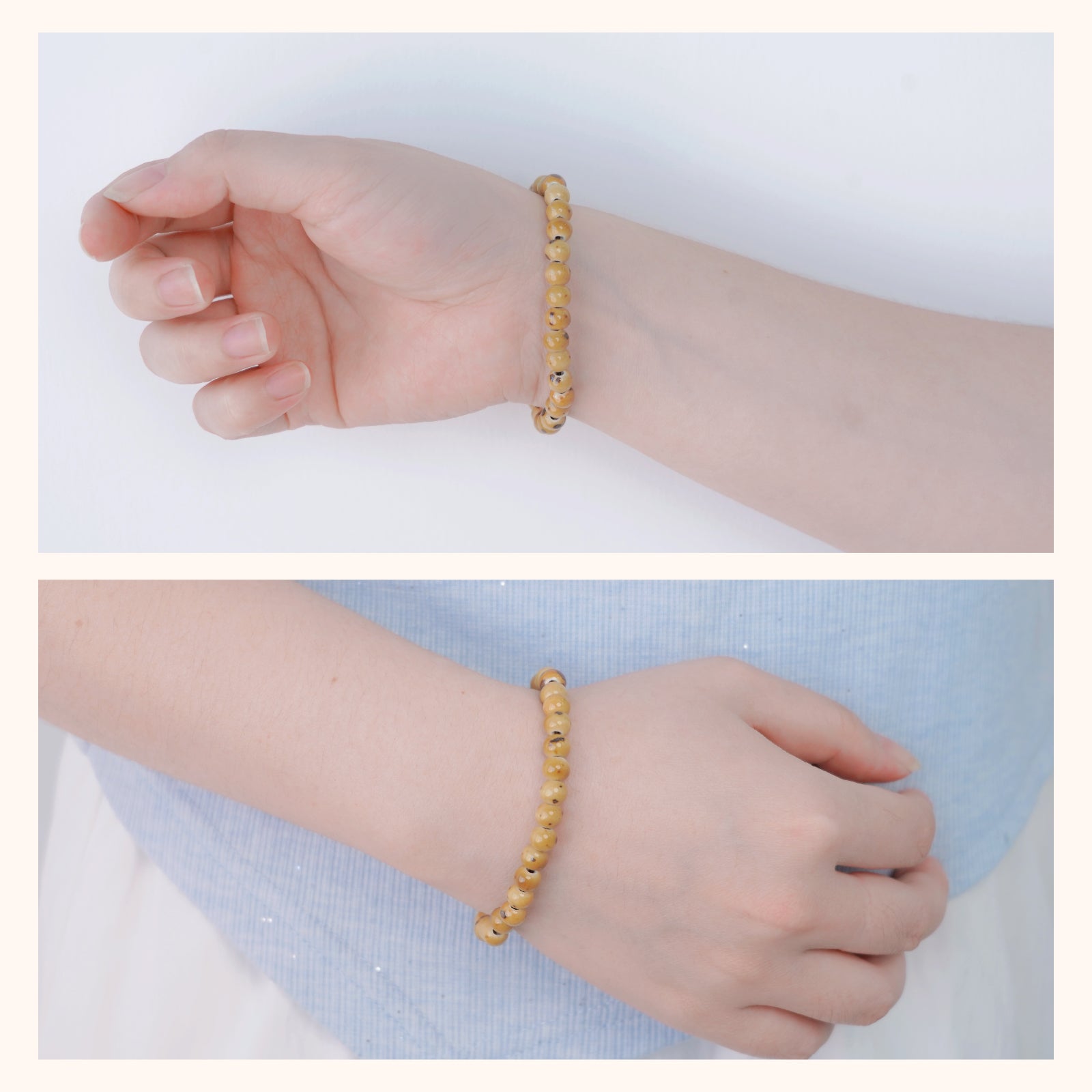 Natural Agate Beaded Bracelet for Women, Handmade Round Stone Bead Bracelet, Boho Jewelry Gift