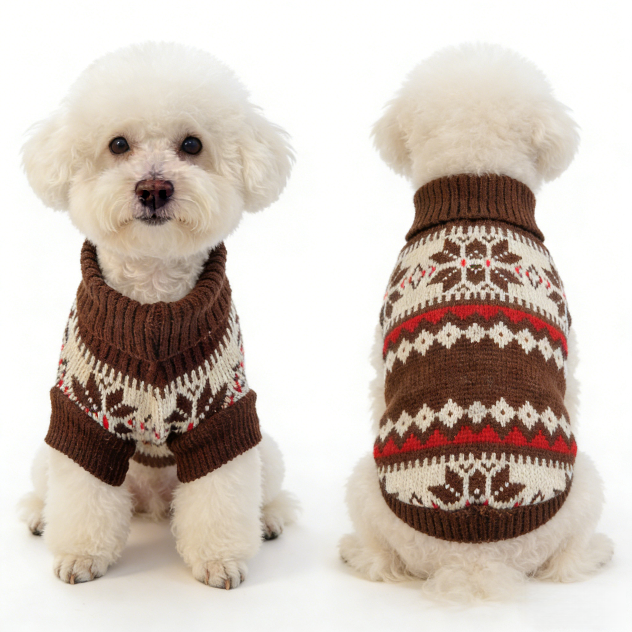 Small Dog Cold Weather Sweaters – Warm Knit Turtlenecks, Cozy Pet Pullovers Dog Clothes with Leash Hole for Chihuahua Bulldog Pug Beagles