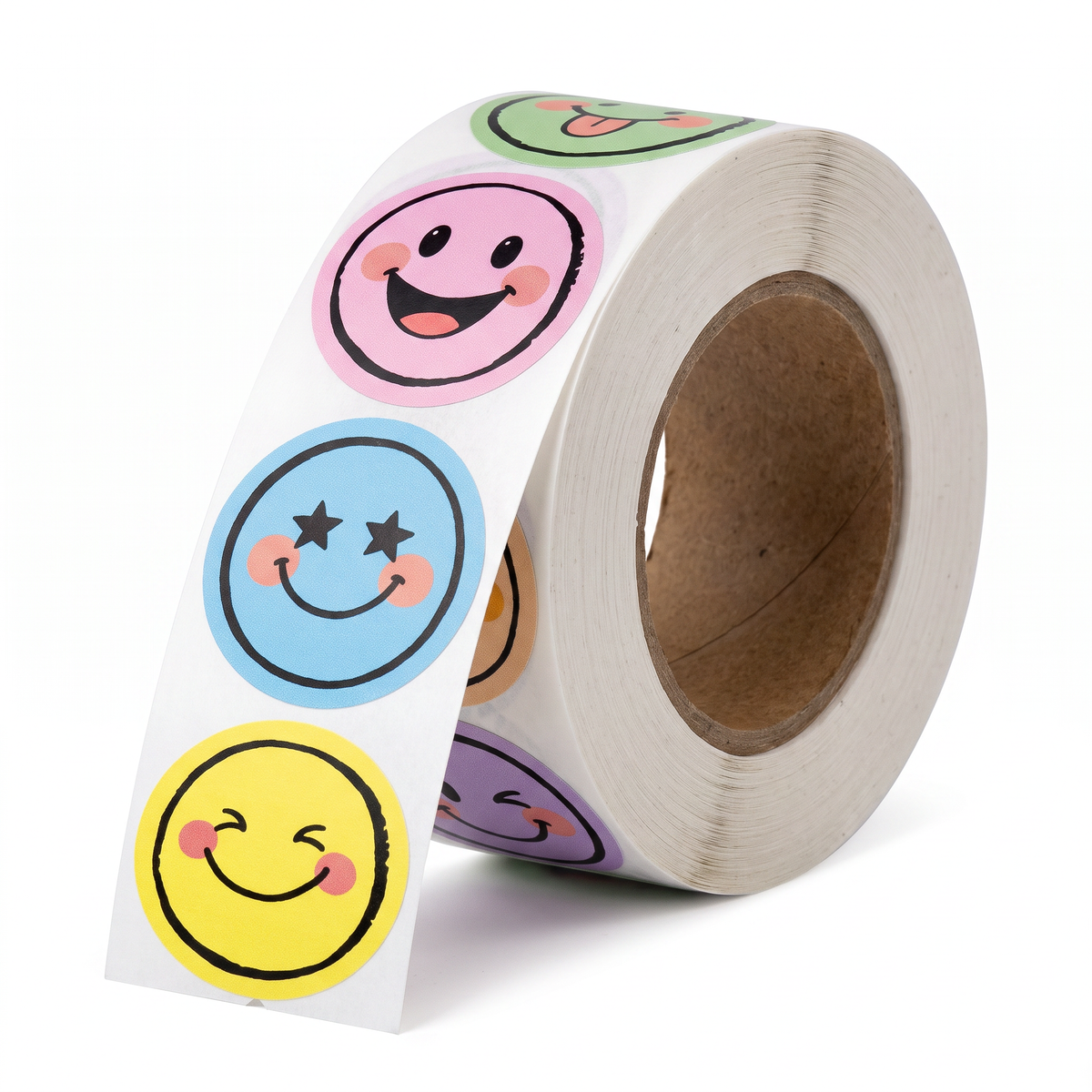 Axxlern Design 500 Smiley Face Stickers,Emoji Sticker Roll for Kids