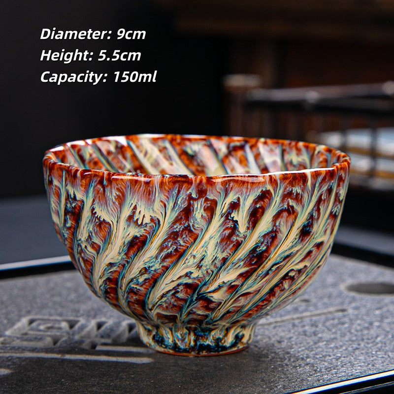 Jianzhan Ceramic Tea Cup, Artistic Glaze Teacup for Tea Tasting, Unique Handcrafted Chinese Tea Ceremony Cup