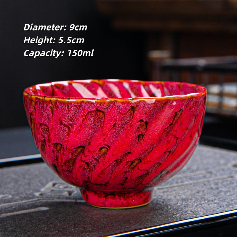 Jianzhan Ceramic Tea Cup, Artistic Glaze Teacup for Tea Tasting, Unique Handcrafted Chinese Tea Ceremony Cup