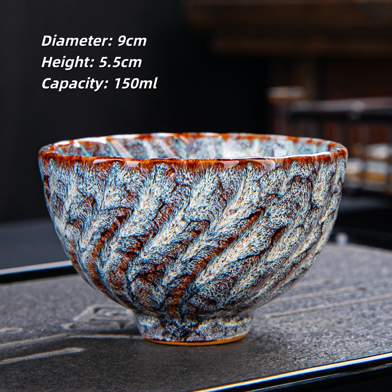 Jianzhan Ceramic Tea Cup, Artistic Glaze Teacup for Tea Tasting, Unique Handcrafted Chinese Tea Ceremony Cup