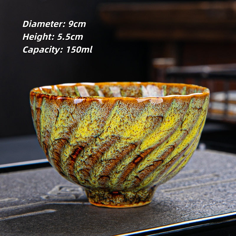 Jianzhan Ceramic Tea Cup, Artistic Glaze Teacup for Tea Tasting, Unique Handcrafted Chinese Tea Ceremony Cup
