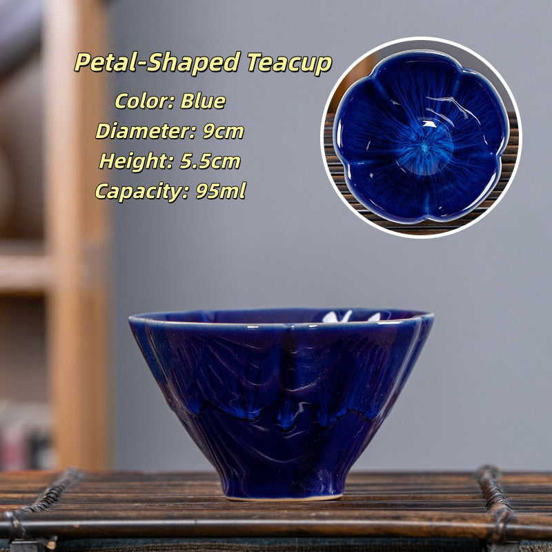 Heat-Resistant Ceramic Tea Cup - Comfortable Grip Handle, Ru Kiln Ceramic Teacup Spill-Proof Rim