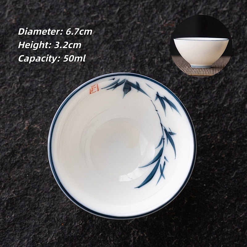 Blue and White Jianzhan Tea Cups Set, Ceramic Teacups for Tea Tasting, Traditional Chinese Tea Ceremony Cups