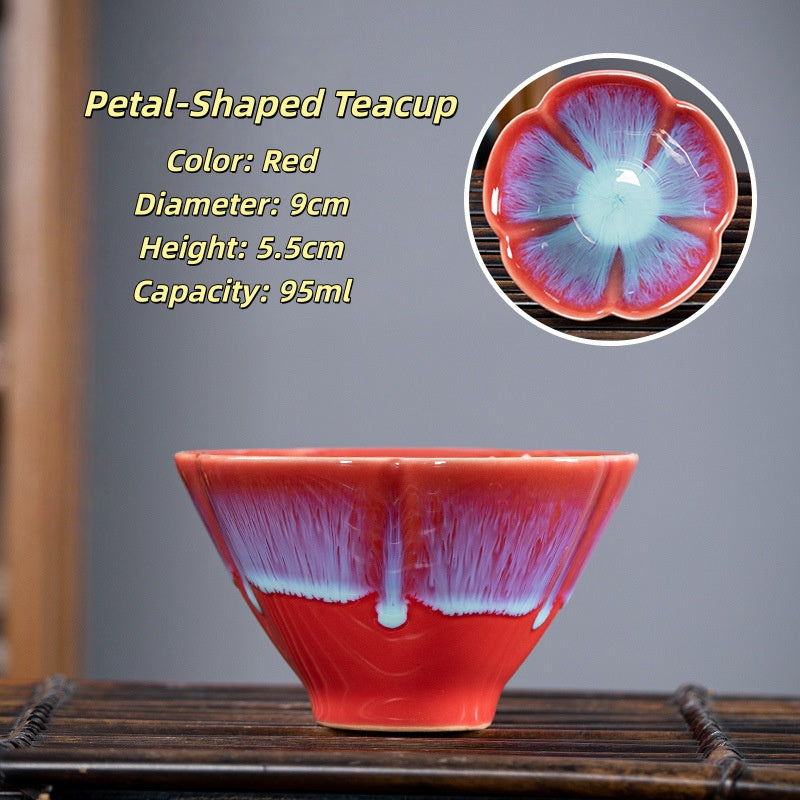 Heat-Resistant Ceramic Tea Cup - Comfortable Grip Handle, Ru Kiln Ceramic Teacup Spill-Proof Rim