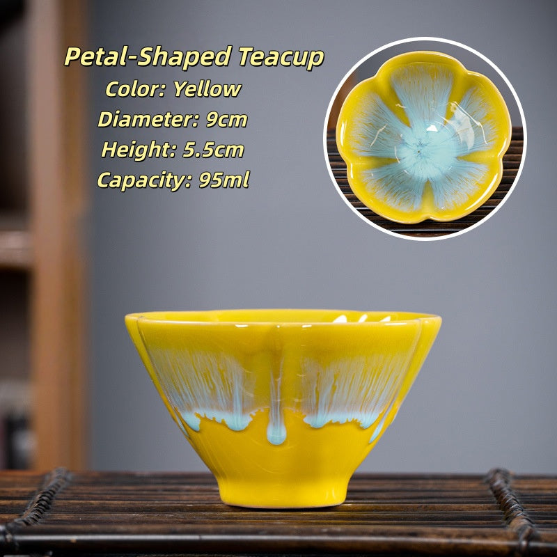 Heat-Resistant Ceramic Tea Cup - Comfortable Grip Handle, Ru Kiln Ceramic Teacup Spill-Proof Rim