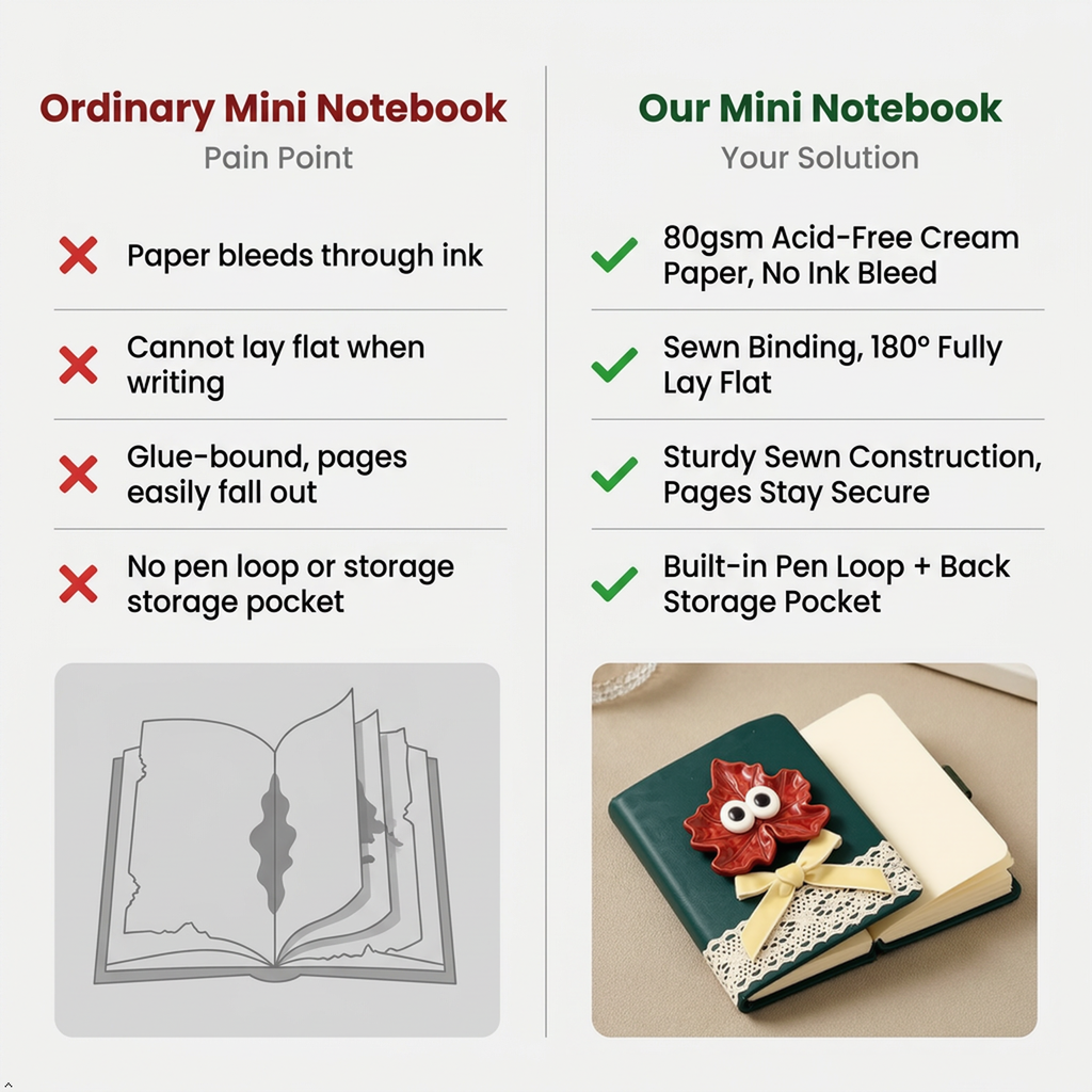 Axxlern Design Mini Pocket Notebook, Small Lined Maple Leaf Journal