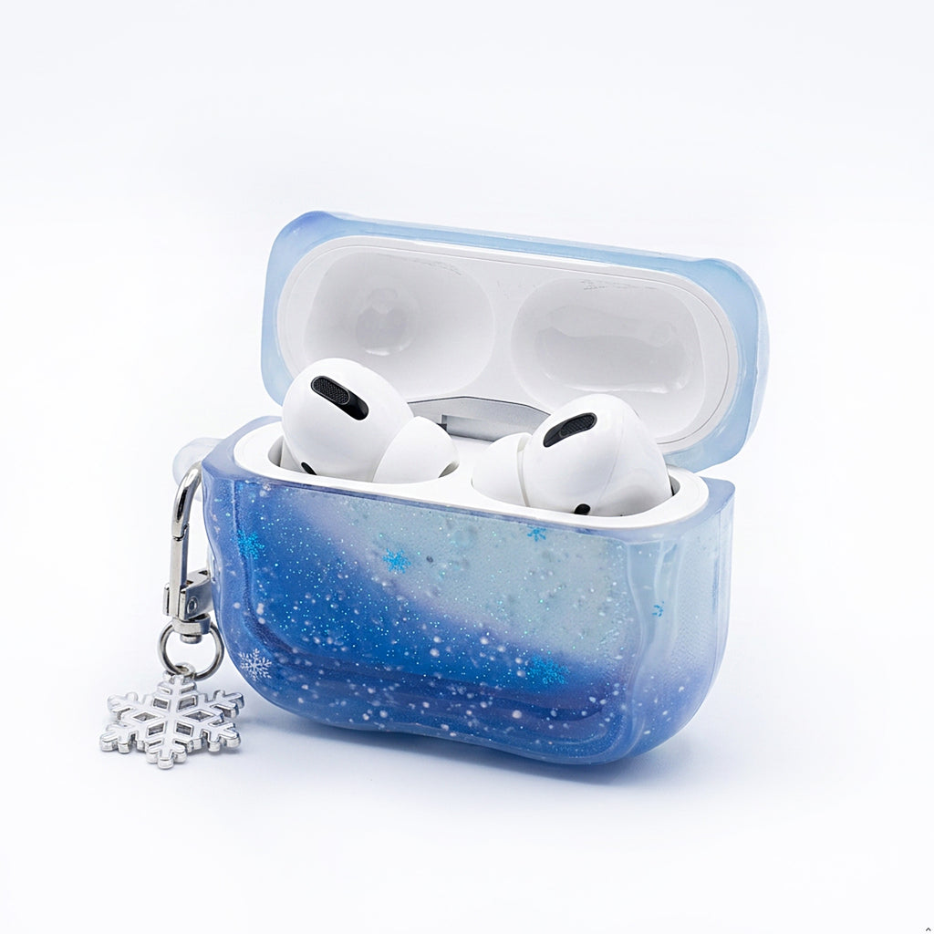 Cute Blue Snowflake Case for AirPods Pro 3 with Charm and Carabiner
