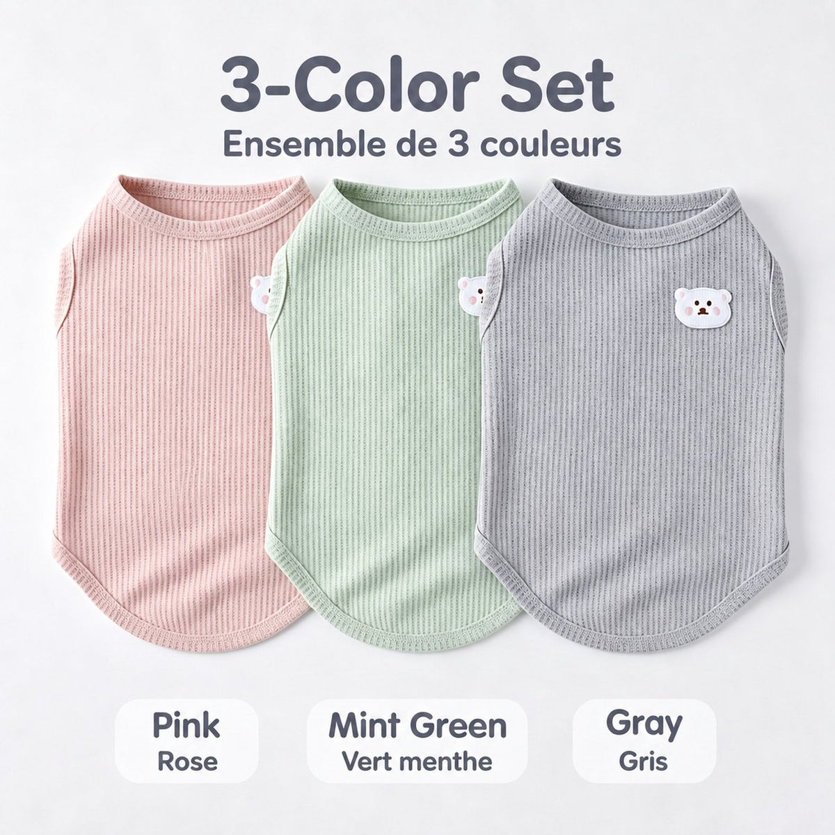 Axxlern Design 3PK Dog Shirts for Small Dogs, Cozy Tank Tops
